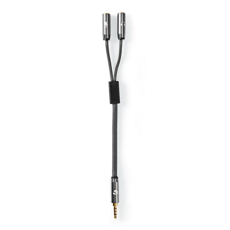 Adaptor audio pentru casti si microfon Jack 3.5 mm tata - 2x 3.5 mm mama Nedis gri metal