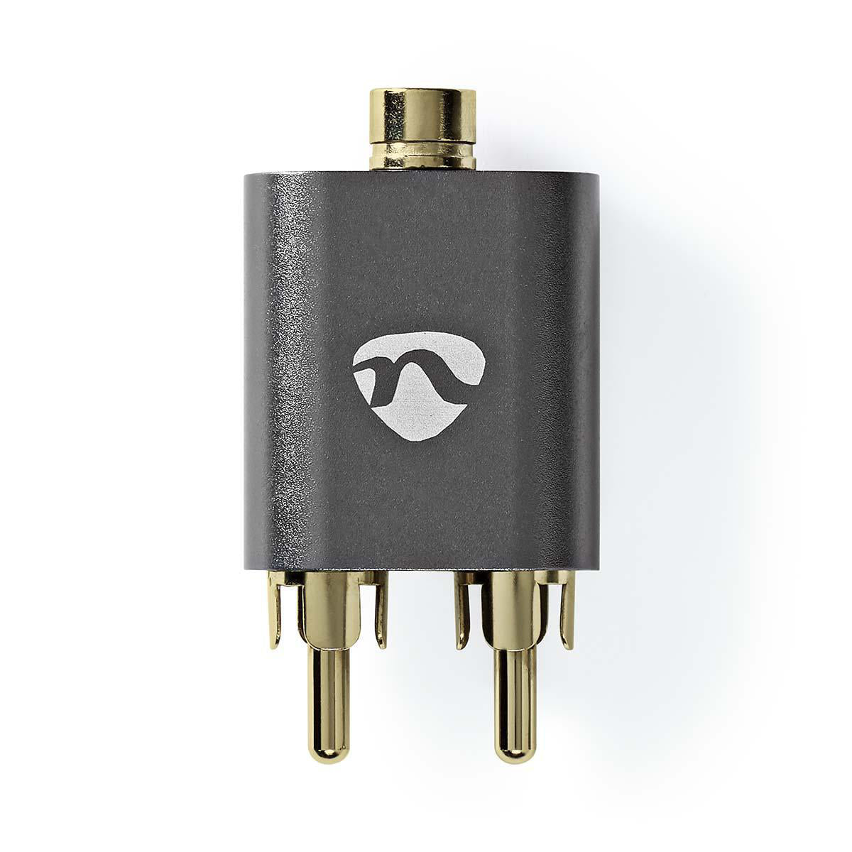 Adaptor audio PROFESIONAL stereo 2x RCA tata - Jack 3.5 mm mama Fabritallic Nedis gri metal CATB22255AL