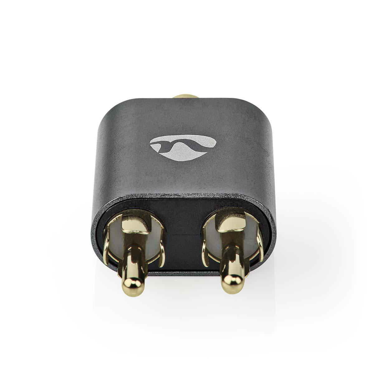 Adaptor audio PROFESIONAL stereo 2x RCA tata - Jack 3.5 mm mama Fabritallic Nedis gri metal CATB22255AL