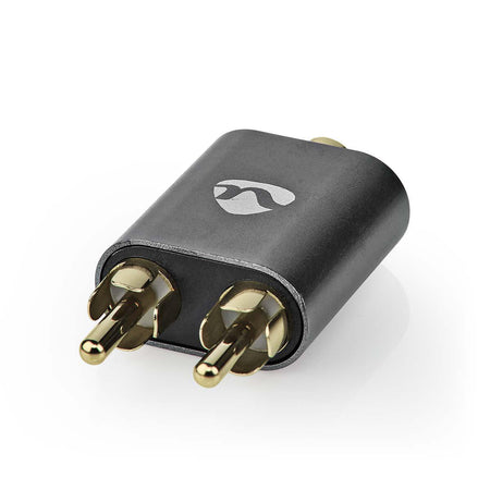 Adaptor audio PROFESIONAL stereo 2x RCA tata - Jack 3.5 mm mama Fabritallic Nedis gri metal CATB22255AL