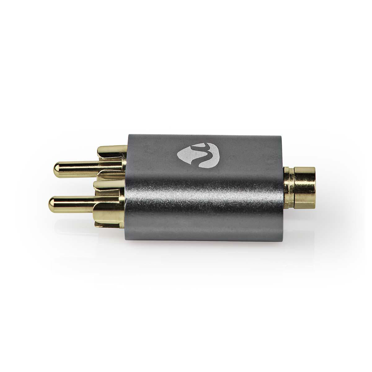 Adaptor audio PROFESIONAL stereo 2x RCA tata - Jack 3.5 mm mama Fabritallic Nedis gri metal CATB22255AL