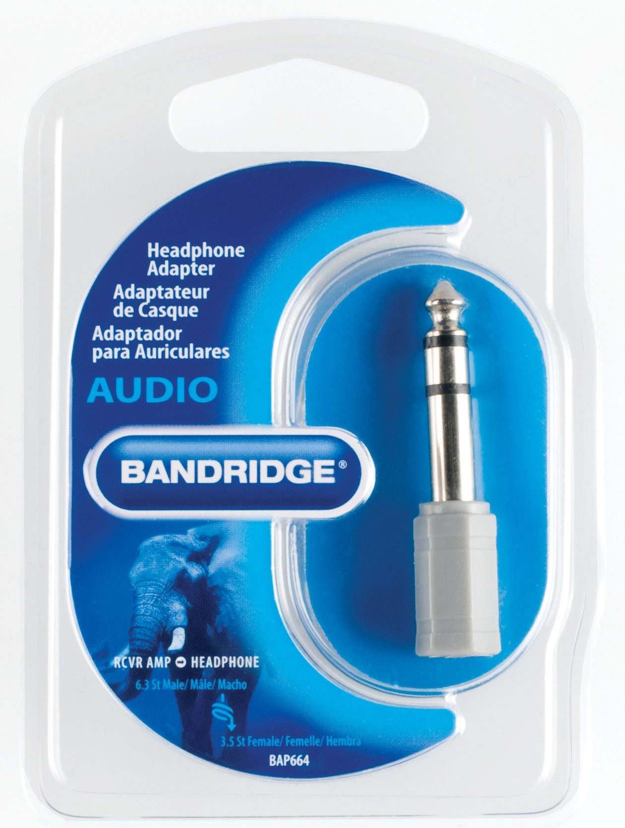 Adaptor audio stereo Jack 6.35 mm tata - Jack 3.5 mm mama gri Bandridge