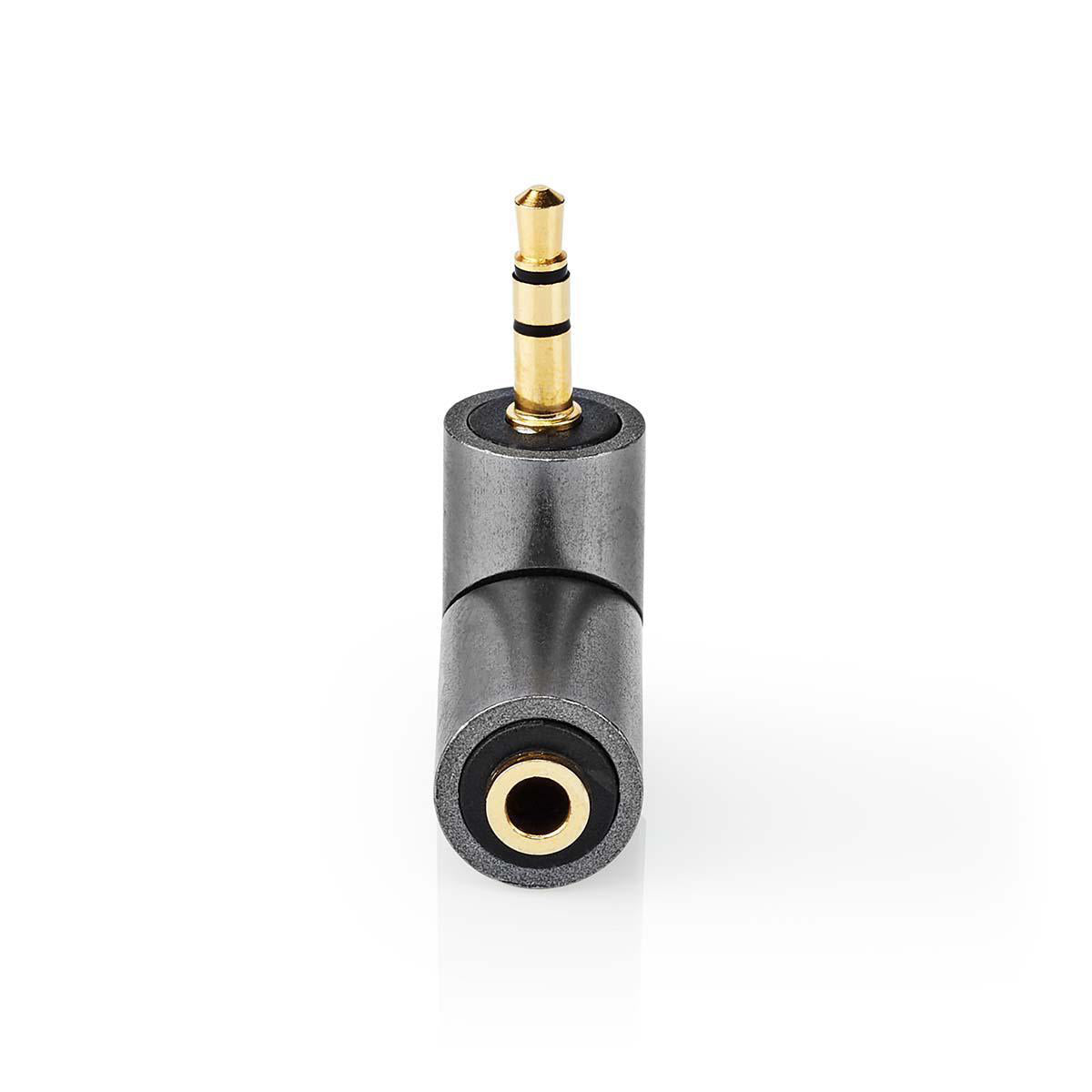 Adaptor audio stereo PROFESIONAL Jack 3.5 mm tata - Jack 3.5 mm mama 90 grade metal Fabritallic Nedis CATB22975GY