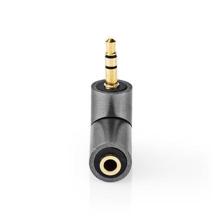 Adaptor audio stereo PROFESIONAL Jack 3.5 mm tata - Jack 3.5 mm mama 90 grade metal Fabritallic Nedis CATB22975GY