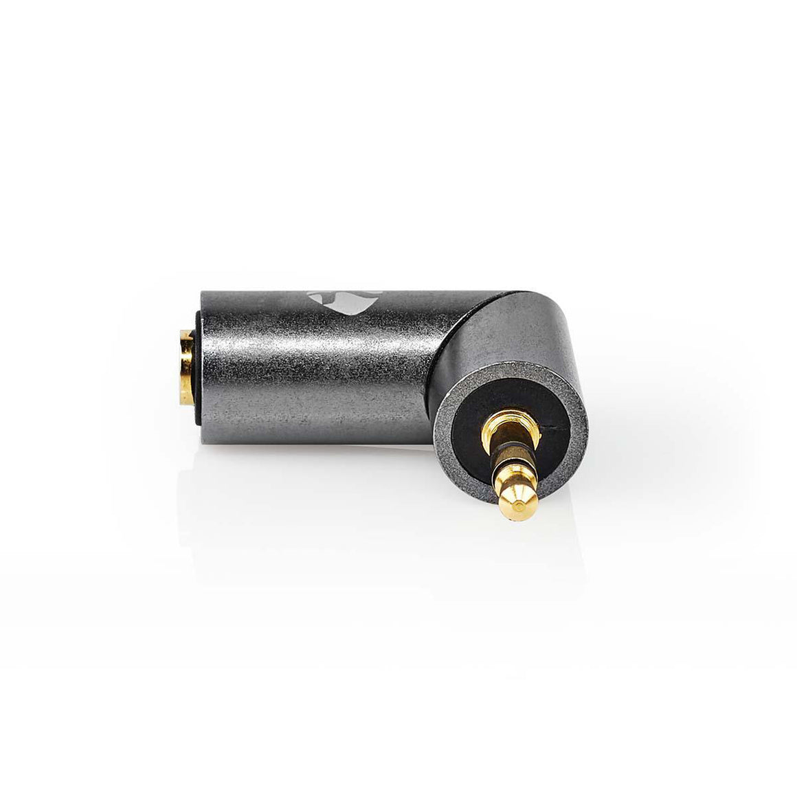 Adaptor audio stereo PROFESIONAL Jack 3.5 mm tata - Jack 3.5 mm mama 90 grade metal Fabritallic Nedis CATB22975GY