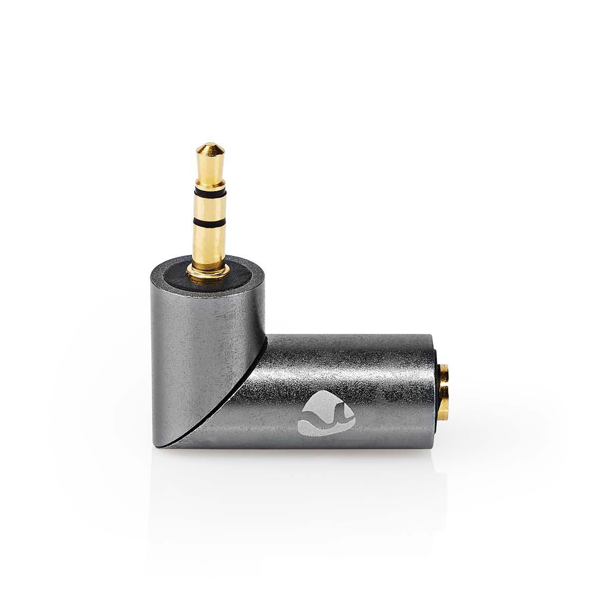 Adaptor audio stereo PROFESIONAL Jack 3.5 mm tata - Jack 3.5 mm mama 90 grade metal Fabritallic Nedis CATB22975GY