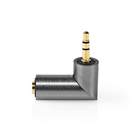 Adaptor audio stereo PROFESIONAL Jack 3.5 mm tata - Jack 3.5 mm mama 90 grade metal Fabritallic Nedis CATB22975GY