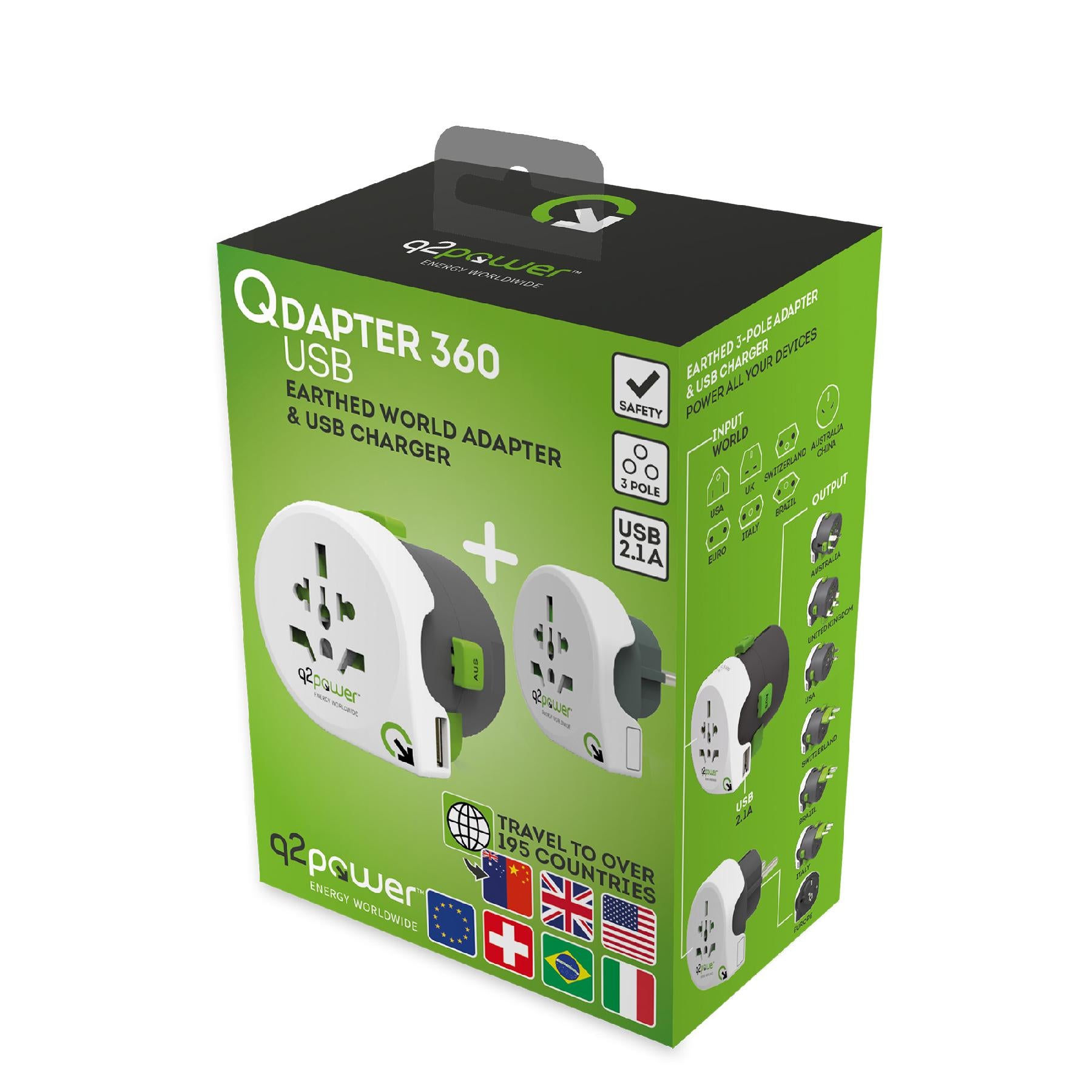 Adaptor calatorii Qdapter 360 +USB AUSTRALIA CHINA IT UK CH BRAZIL USA EURO 2.100130