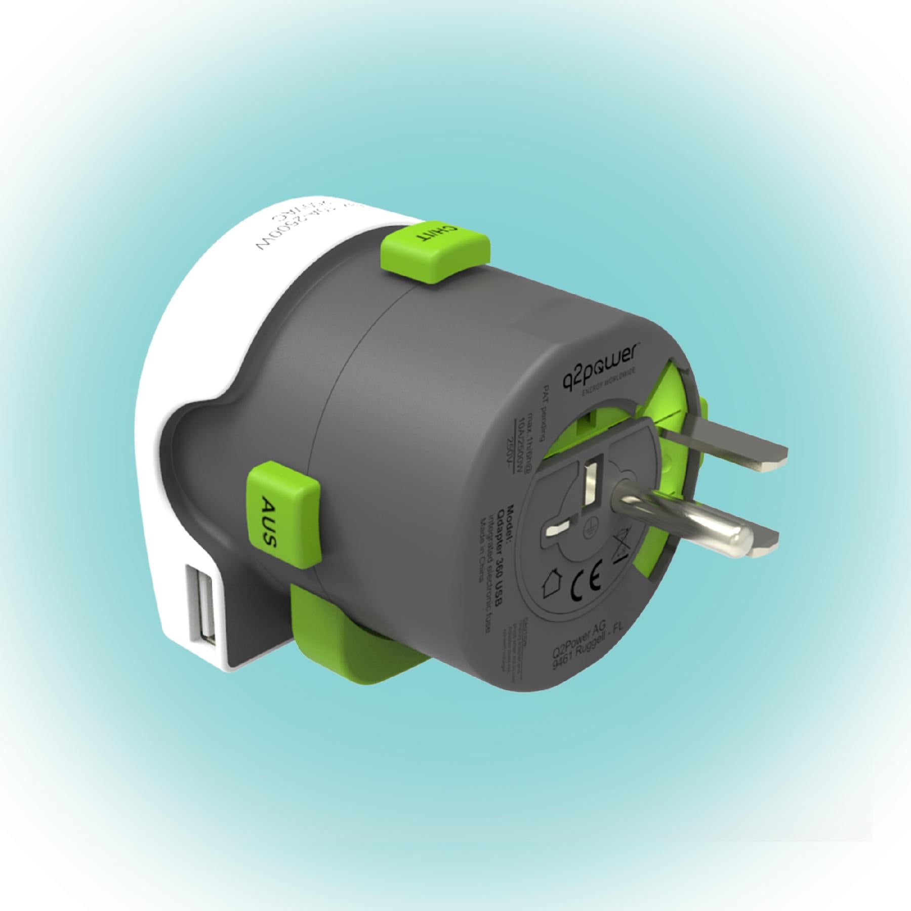 Adaptor calatorii Qdapter 360 +USB AUSTRALIA CHINA IT UK CH BRAZIL USA EURO 2.100130