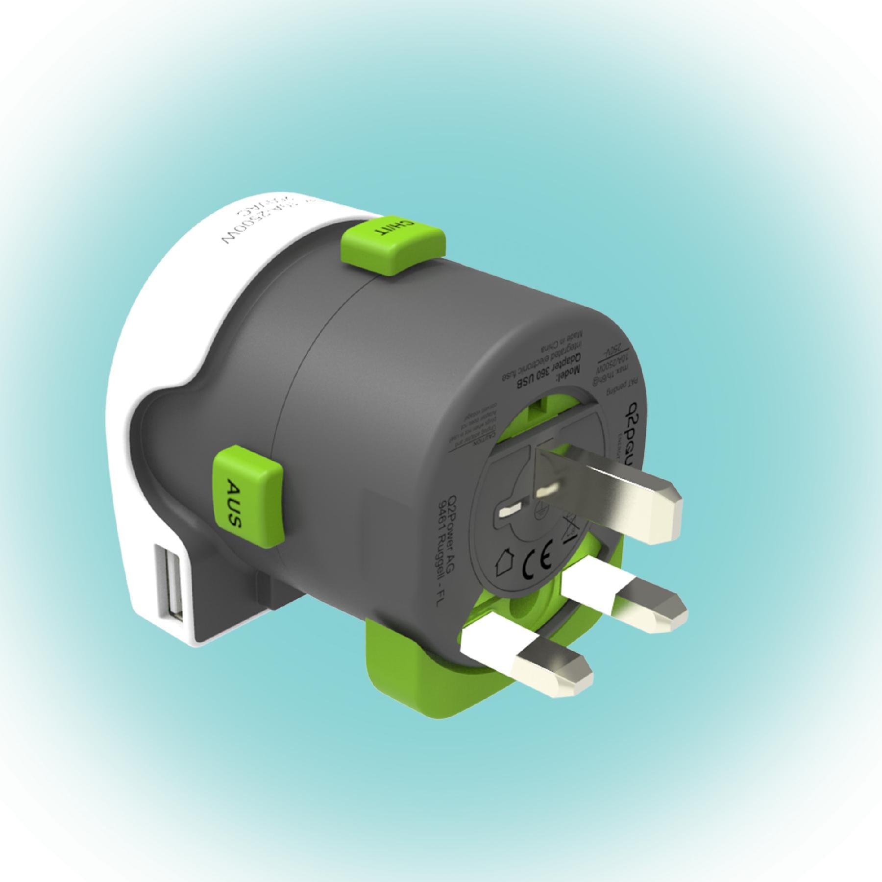 Adaptor calatorii Qdapter 360 +USB AUSTRALIA CHINA IT UK CH BRAZIL USA EURO 2.100130