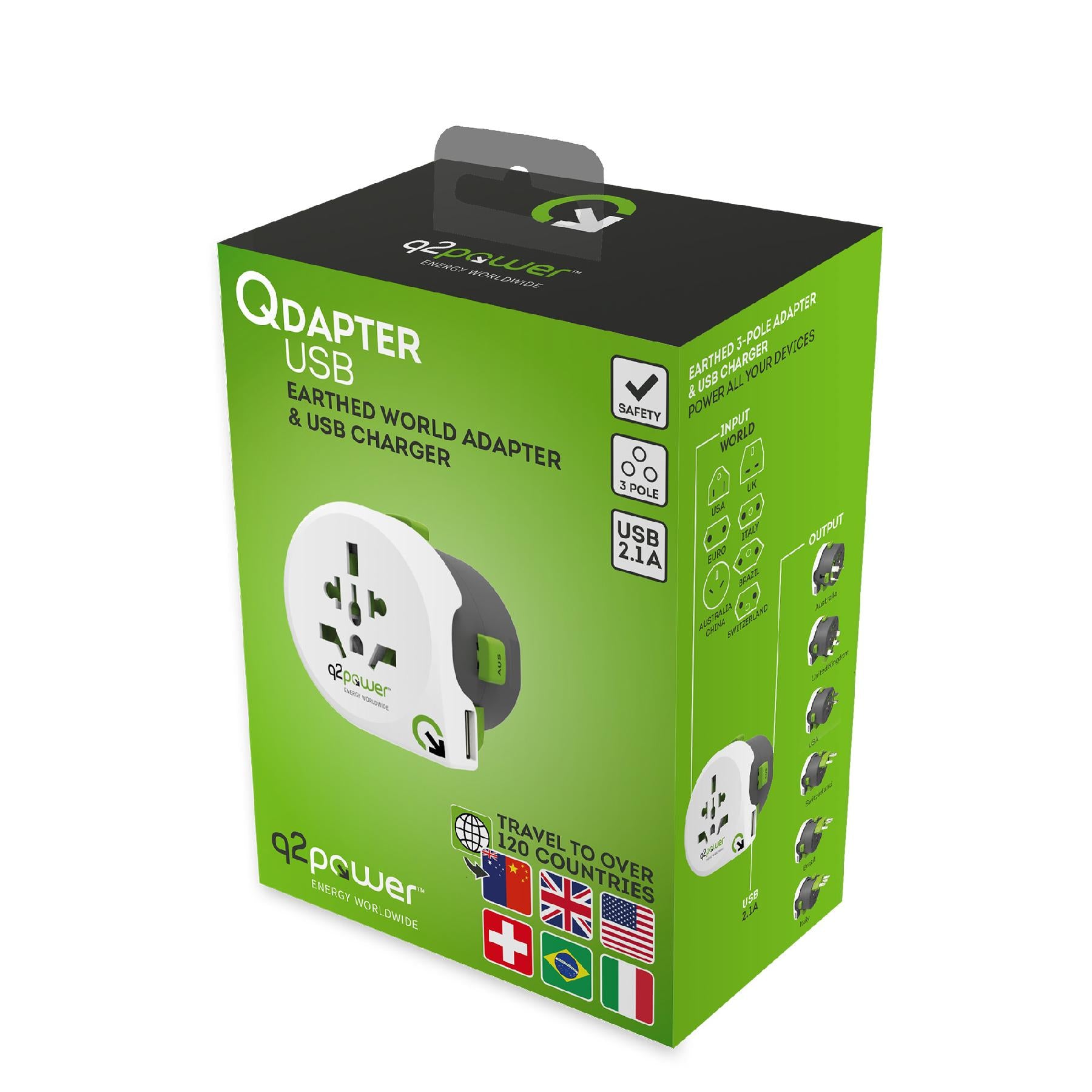 Adaptor calatorii Qdapter +USB AUSTRALIA CHINA IT UK CH BRAZIL USA EURO 2.100110