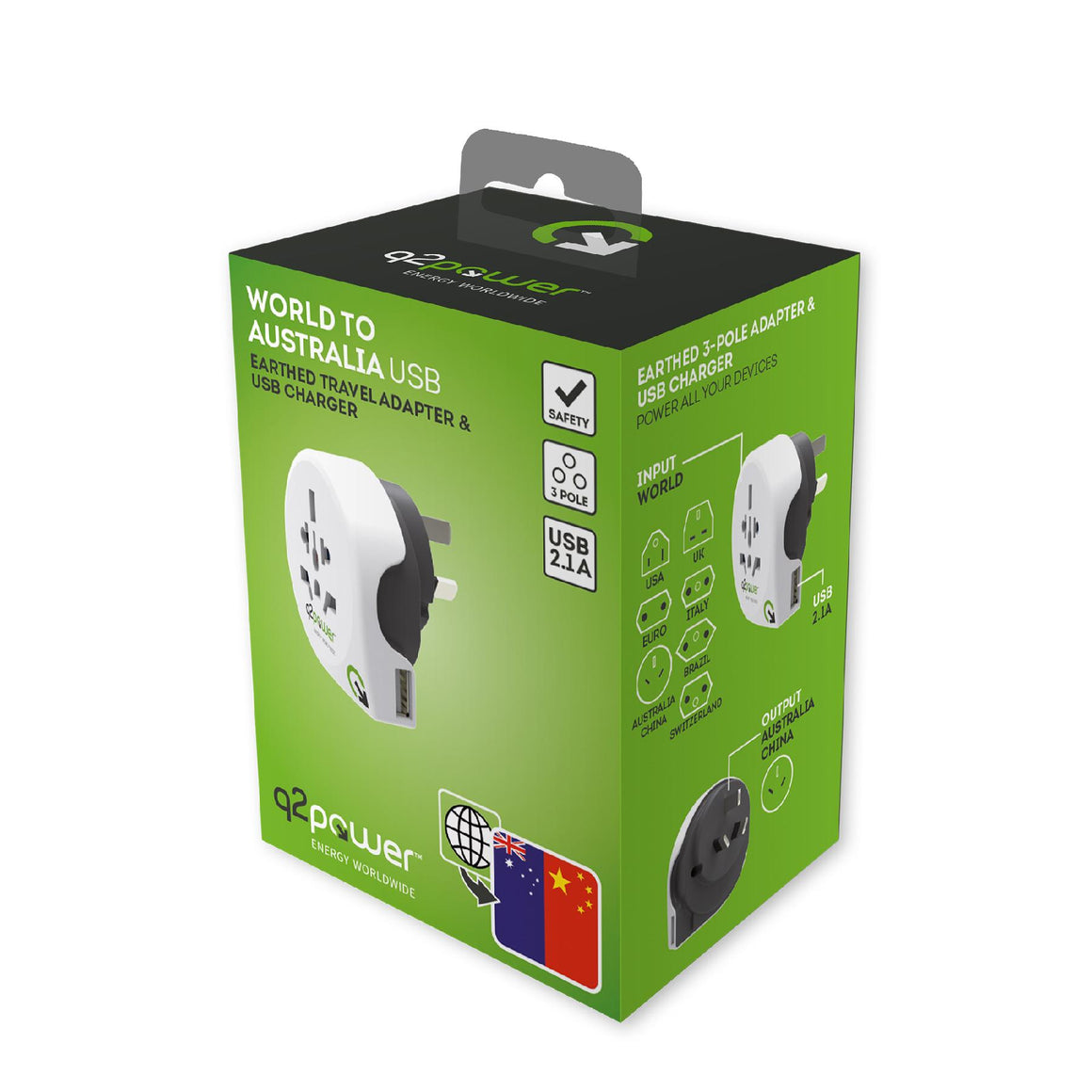 Adaptor calatorii World to Australia USB Q2 AUSTRALIA CHINA IT UK CH BRAZIL USA EURO 1.100170