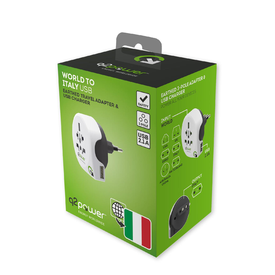 Adaptor calatorii World to Italy +USB AUSTRALIA CHINA IT UK CH BRAZIL USA EURO Q2 1.100190