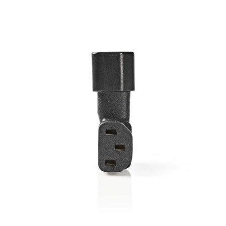 Adaptor conector alimentare IEC-320-C13 mama - IEC-320-C14 tata la 90 grade negru Nedis