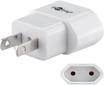 Adaptor de retea SUA Japonia la fisa Euro tip C CEE 7/16 mama 10A alb Goobay