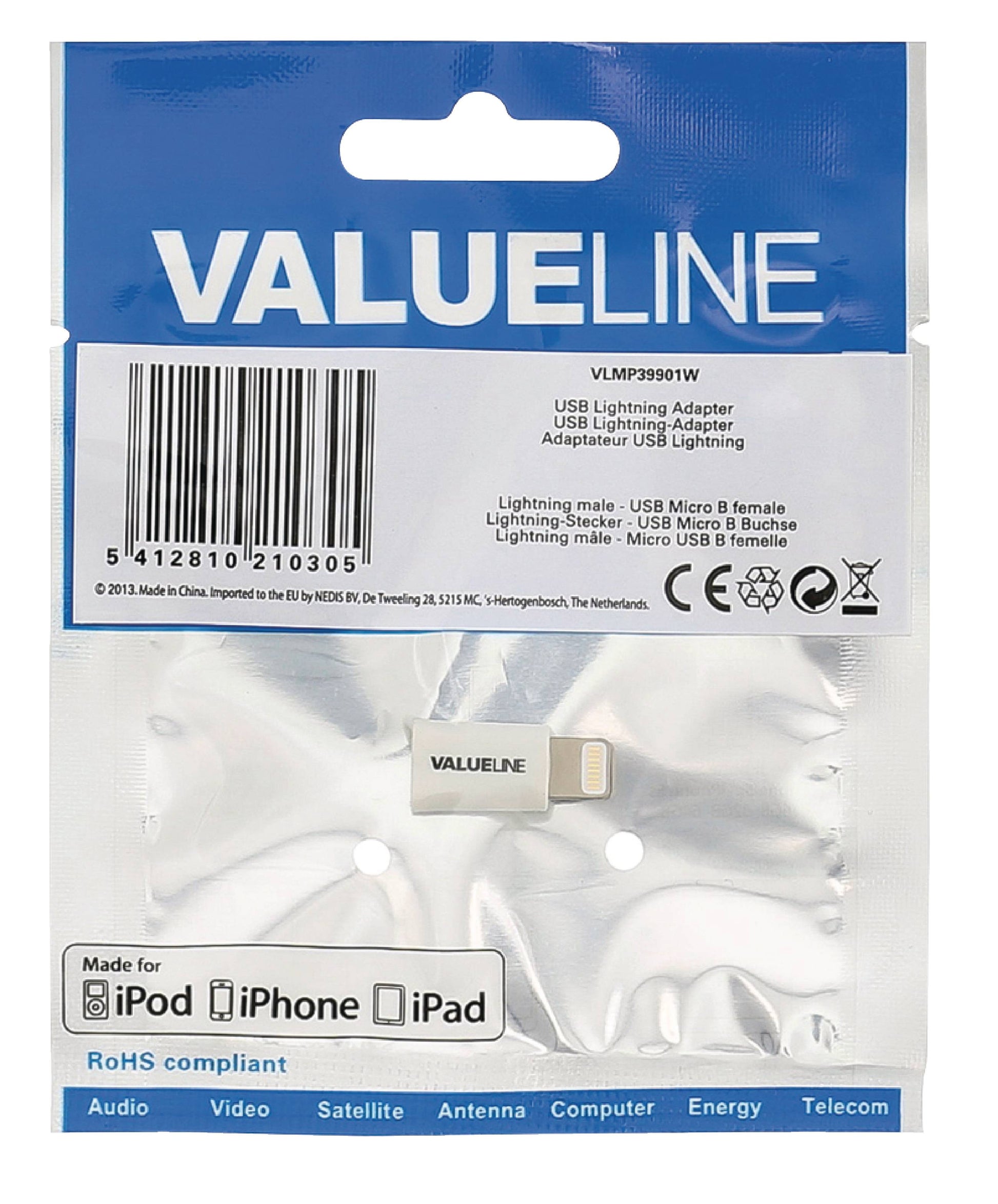 Adaptor iPhone Lightning tata - micro USB mama alb Valueline