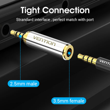 Adaptor Jack 2.5 mm 4 pin tata - Jack 3.5 mm 4 pini mama metal aurit VENTION VAB-S02-DE