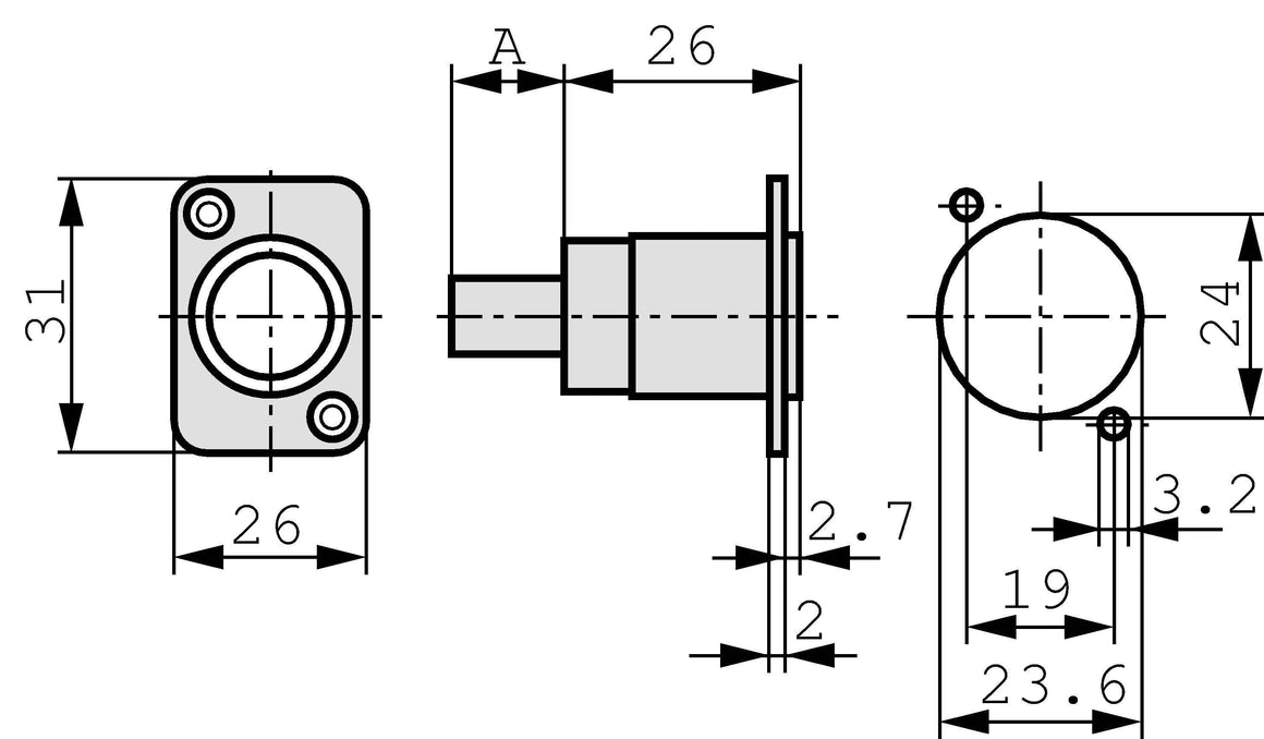 Adaptor panou priza USB A mama - USB B mama spate Neutrik NAUSB-W-B