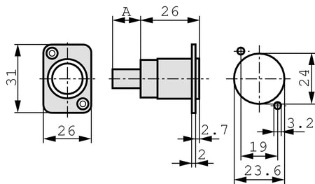 Adaptor panou priza USB A mama - USB B mama spate Neutrik NAUSB-W-B