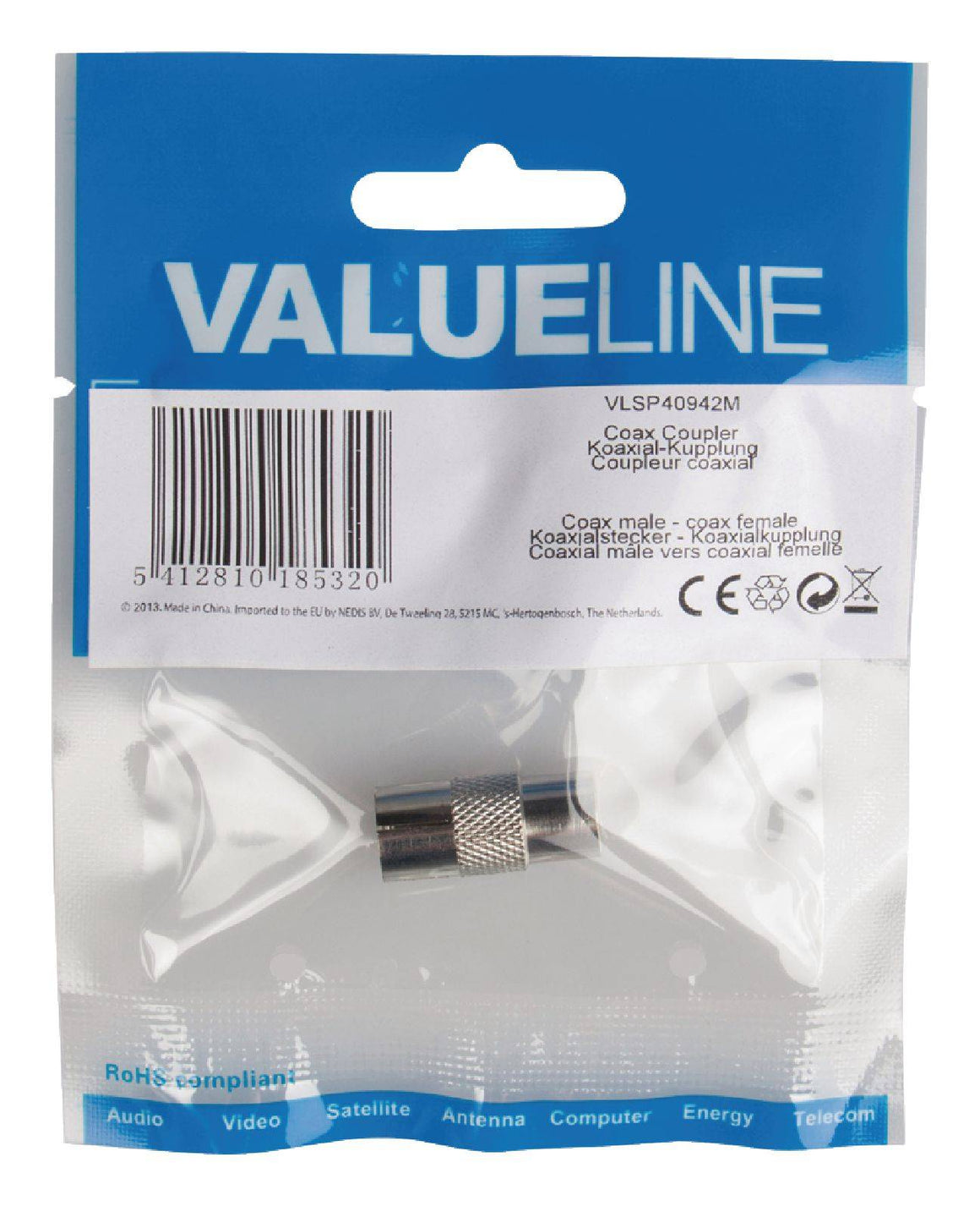 Adaptor prelungire Coaxial tata - Coaxial mama conector metalic Valueline