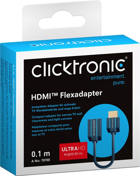 Adaptor prelungitor HDMI mama-tata 10cm OFC cupru 3D Ultra HD 4K 60Hz Clicktronic