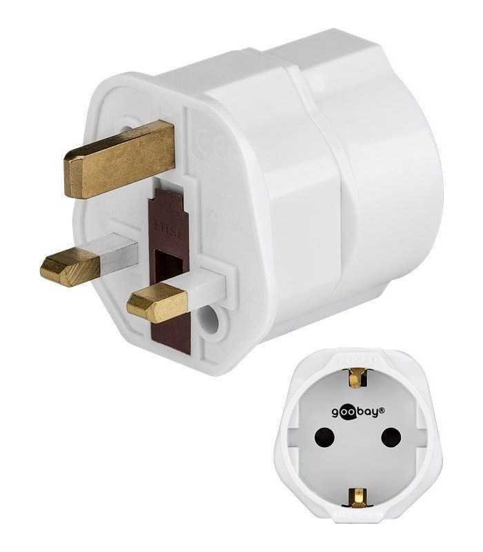 Adaptor priza EU SCHUKO - priza UK cu pamantare pentru calatorii Goobay