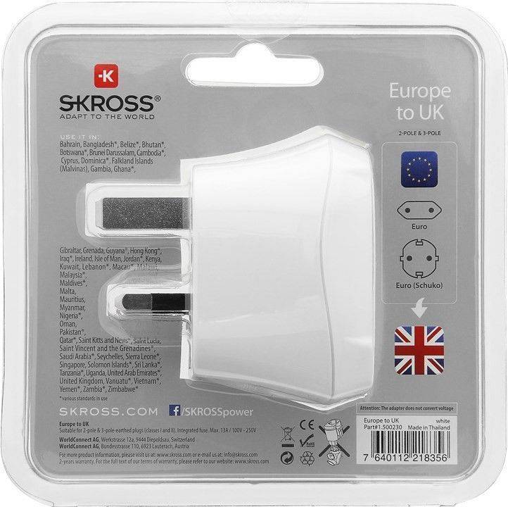 Adaptor priza EU - UK 13A Skross 1.500230-E