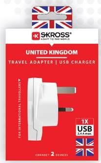 Adaptor priza universal Skross 1.500267 World (Europa Australia China Marea Britanie SUA Japonia Italia Brazilia) la UK cu USB