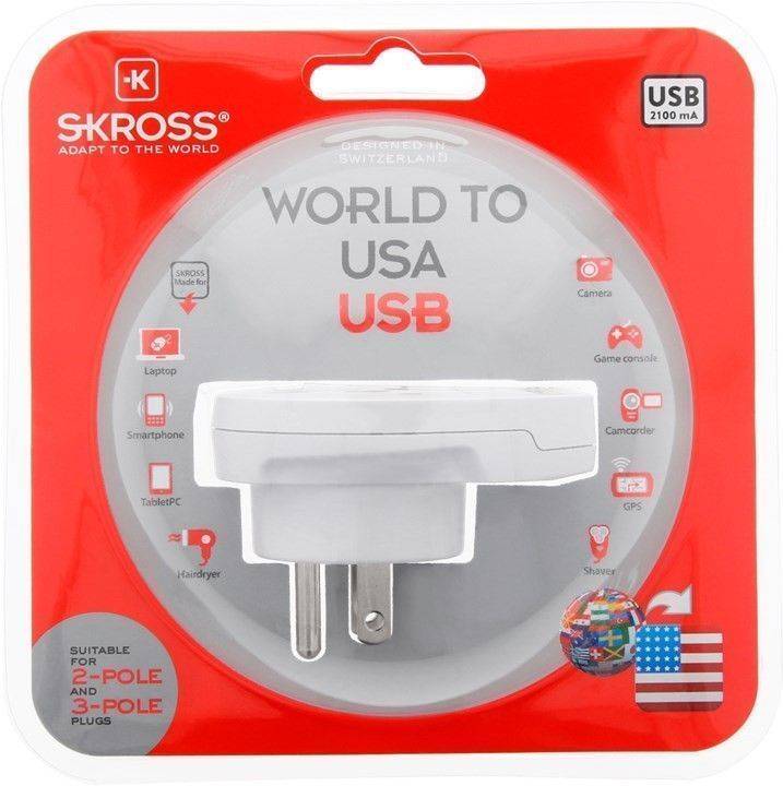 Adaptor priza Universal World - USA cu USB Skross 1.500262