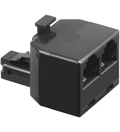 Adaptor RJ11 tata la 2x RJ11 mama negru Goobay