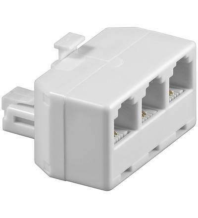 Adaptor RJ11 tata la 3x RJ11 mama alb Goobay