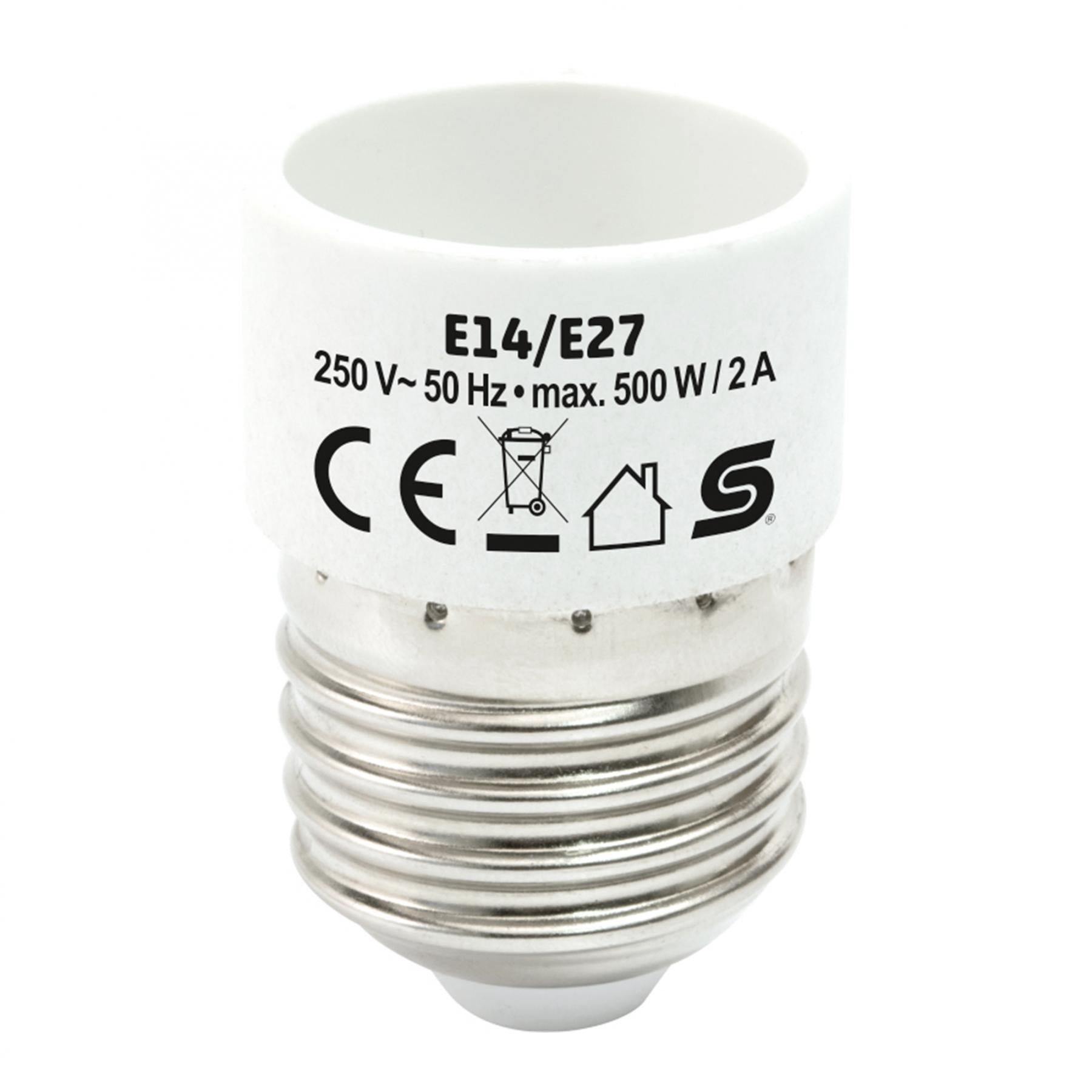 Adaptor soclu E14 mama la mufa E27 tata 500W 2A alb HOME