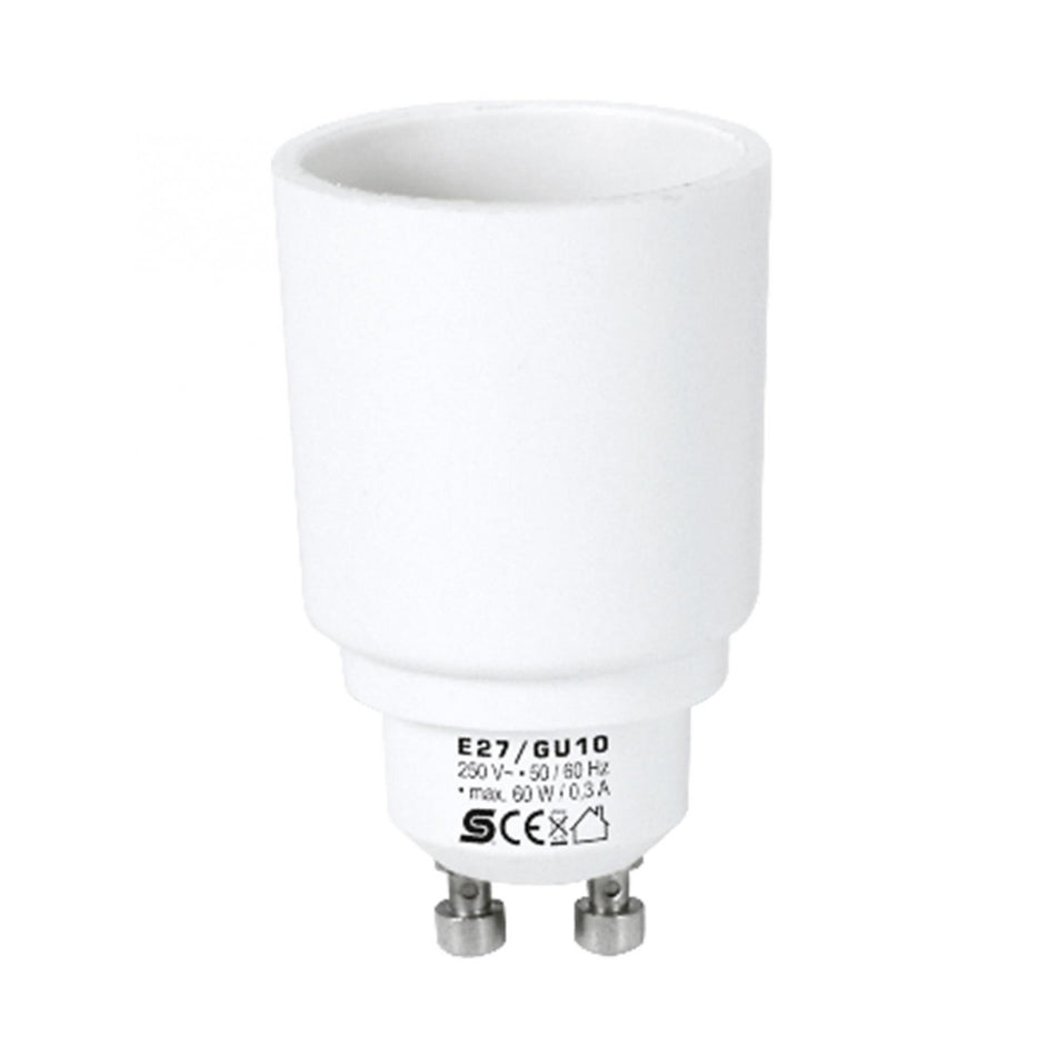 Adaptor soclu E14 mama la mufa GU10 tata 60W 0.3A alb HOME