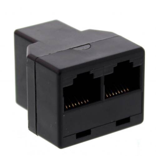 Adaptor telefonic 1x RJ11 6P4C mama - 2x RJ11 6P4C mama negru Well