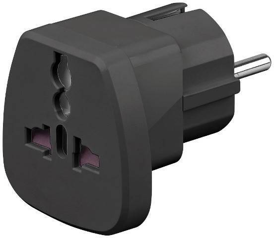 Adaptor univeral la CEE 7/7 Schuko negru 250V AC 16A Goobay