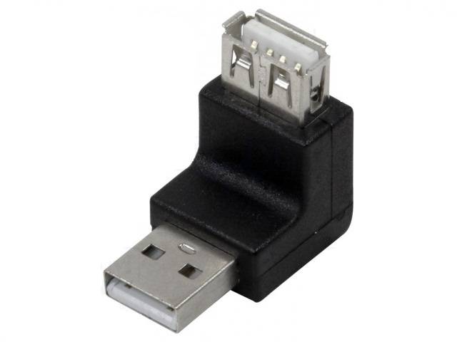 Adaptor USB 2.0 A mufa tata - USB A soclu mama in unghi LOGILINK