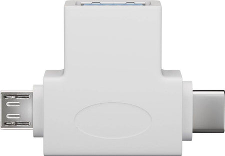 Adaptor USB 3.0 A mama la tata micro USB +USB Type C tata alb Goobay
