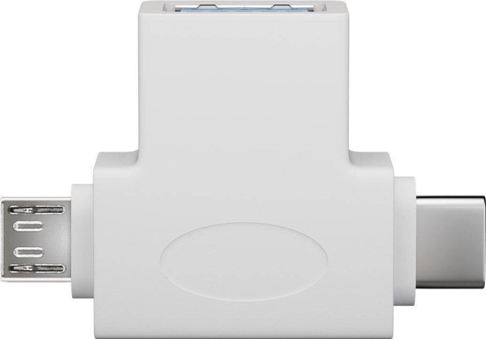 Adaptor USB 3.0 A mama la tata micro USB +USB Type C tata alb Goobay