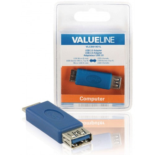 Adaptor USB 3.0 Micro USB B tata 3.0 - USB A mama 3.0 albastru VALUELINE