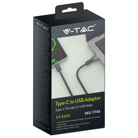 Adaptor USB tata - USB TYPE C mama incarcare/sincronizare metal V-TAC