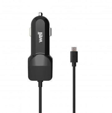 Alimentator USB bricheta auto cu cablu micro USB 2 iesiri 2.4A negru Well