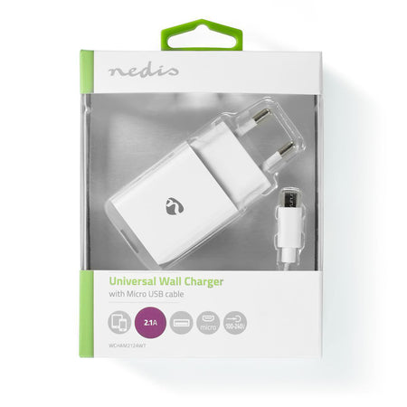 Alimentator USB Nedis iesire 2.1A cablu micro USB inclus alb