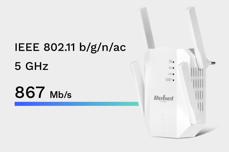 Amplificator de semnal range extender repeater 2.4-5GHz REBEL KOM1031