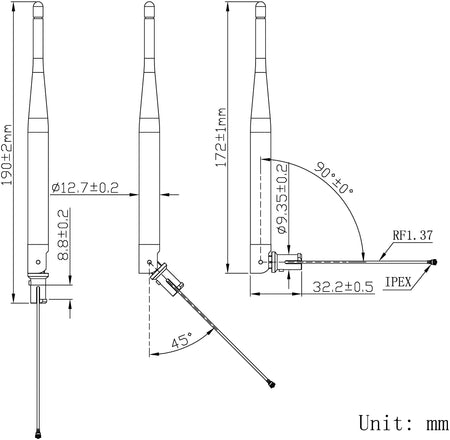 Antena WiFi 5dBi lineare 50Ω 2400÷2483.5MHz tata RP-SMA SR PASSIVES WIFI-ANT410