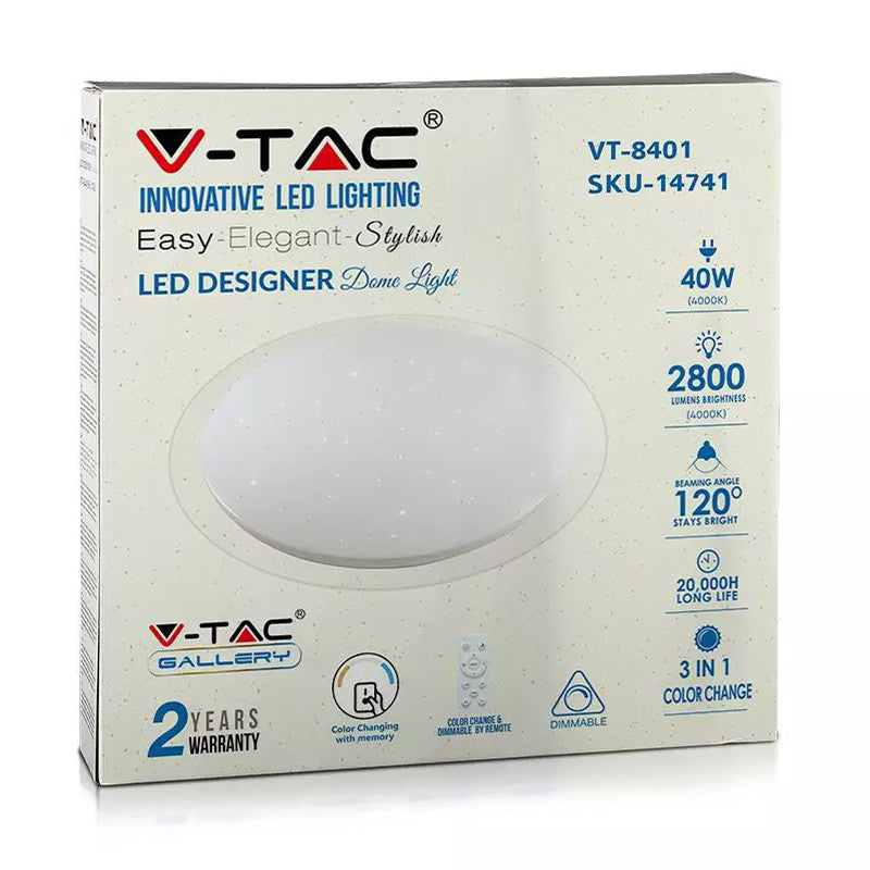 Aplica LED 40W 3IN1 dimabil cu telecomanda 2800lm IP20 V-TAC SKU-14741