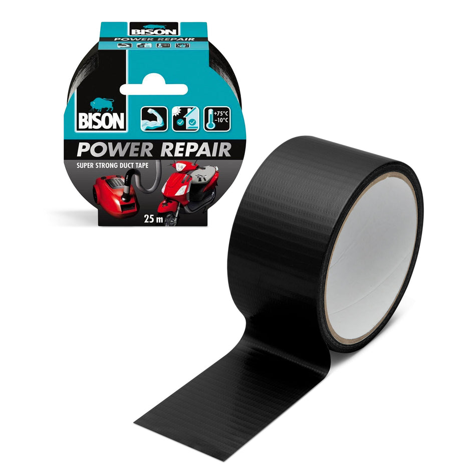 Banda adeziva intarita cu material BISON Power Repair neagra 10m