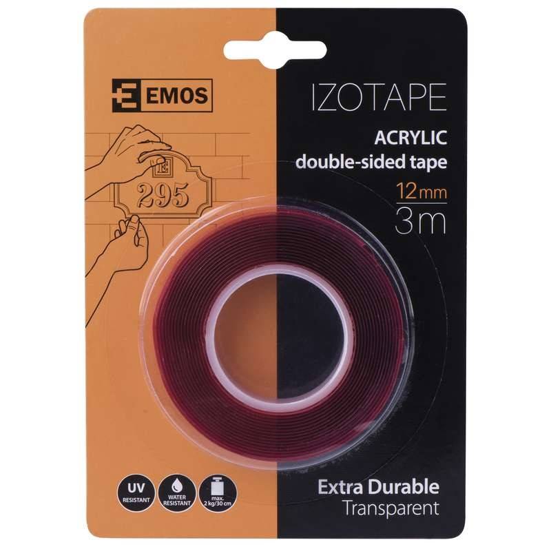 Banda dublu adeziva 3m x 12mm acrilica transparenta Emos