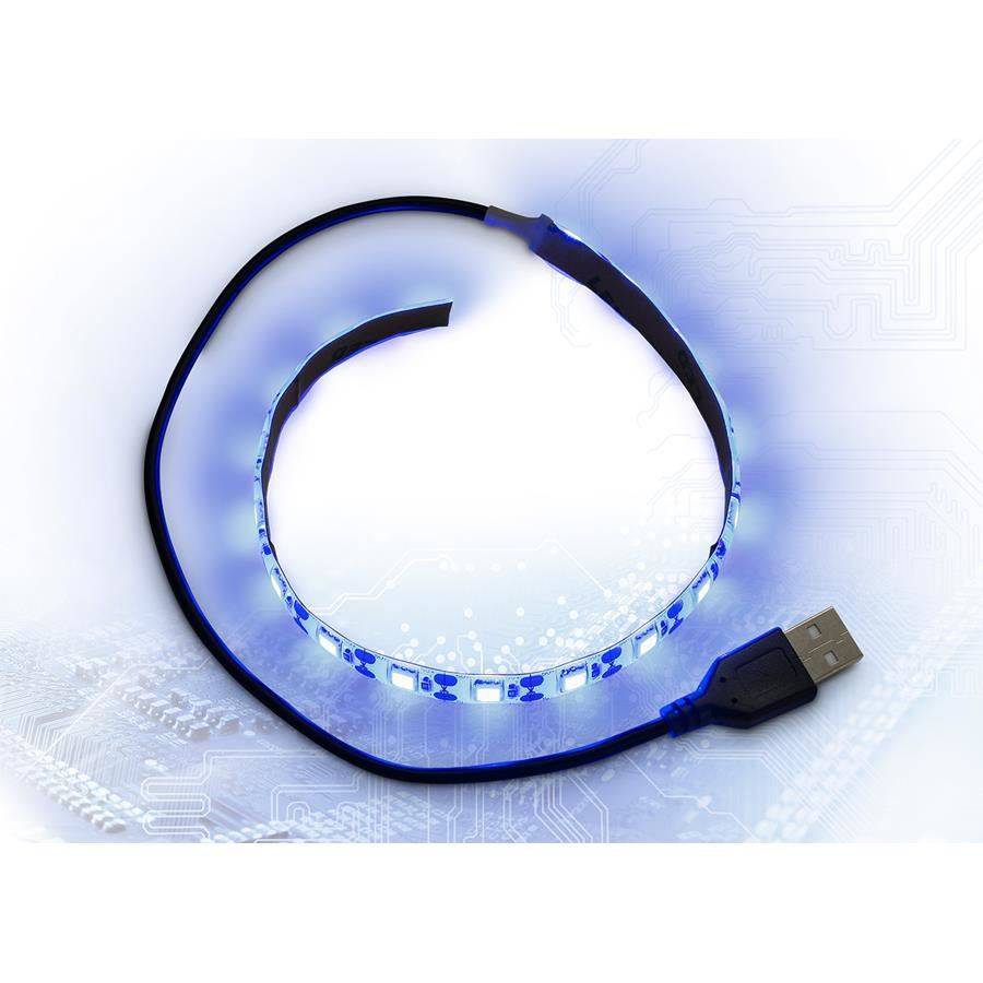 Banda LED Inter-Tech albastra Strip 30cm USB