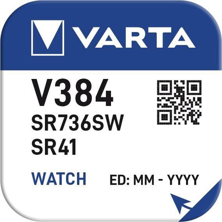 Baterie V384 Varta Silver Oxide 1.55V AG3 SR41SW LR41 7.9x3.6mm