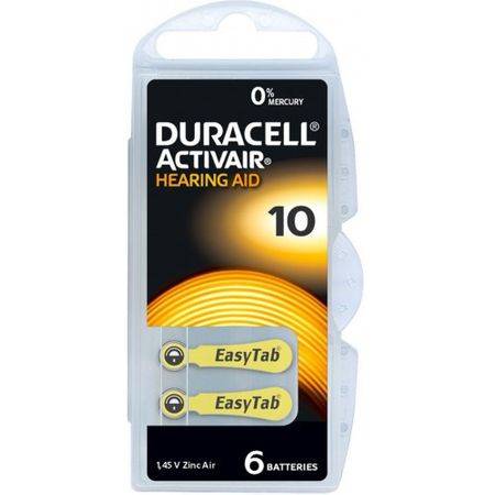 Baterii 10 ZA10 PR70 DURACELL auditive 1.45V ZINC-AIR 6buc